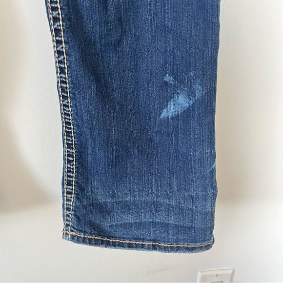 Silver VTG Y2K Suki  17" Dark Wash Medium Rise Stitching Bootcut Jeans - Picture 14 of 14